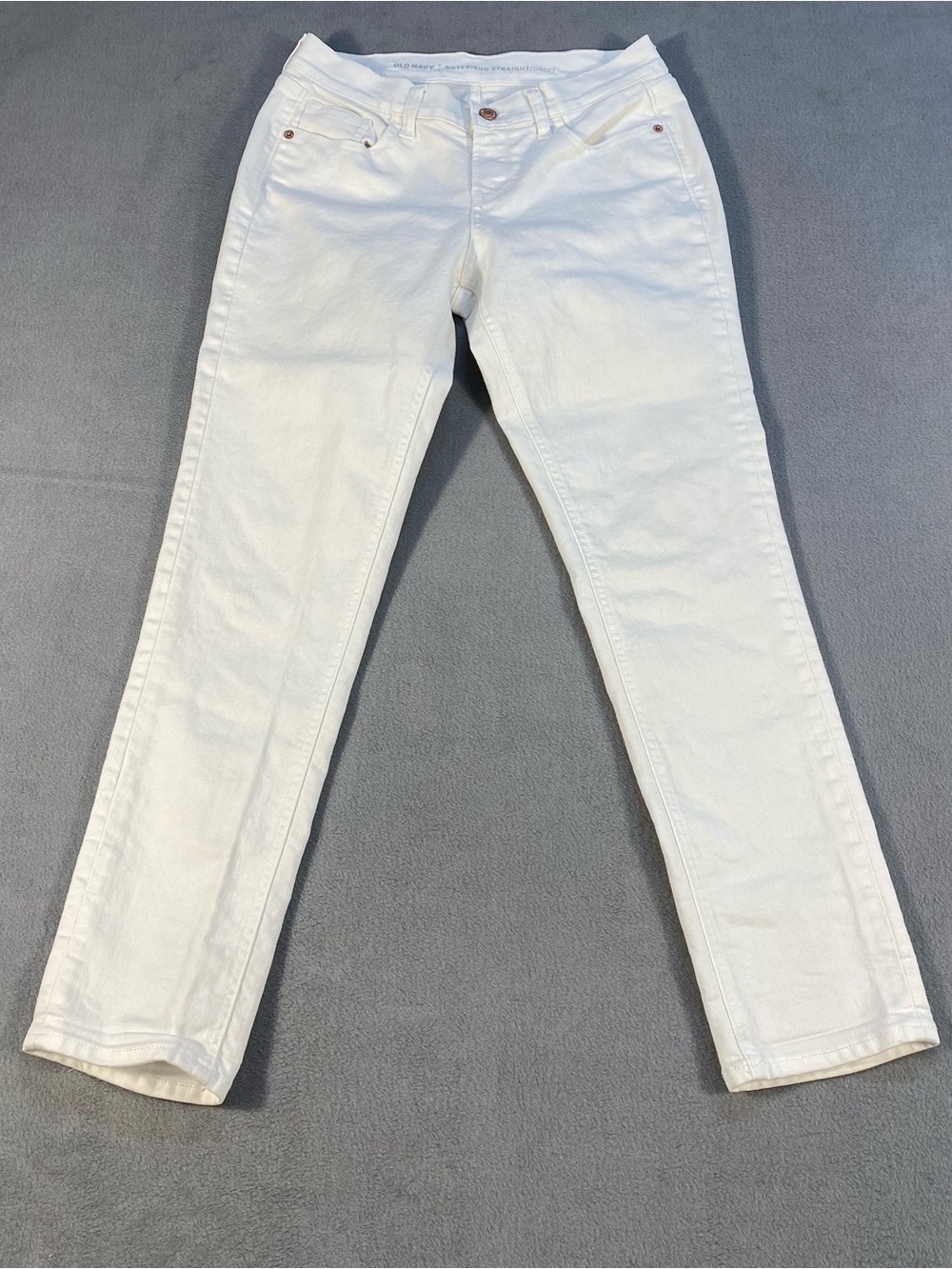 Old Navy White Women's Boyfriend Straight Jeans, size 2R